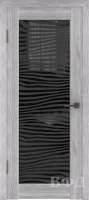 Межкомнатная дверь Л8ПО2 Серый дуб Зебра черное