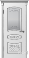Межкомнатная дверь Адель Белая эмаль стекло патина серебро