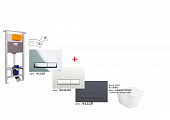 Комплект инсталляции Oliveira - инсталяция с кнопкой и подвесной, безободковый унитаз Roca THE GAP, сиденье с микролифтом