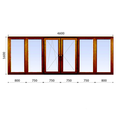 Балкон П-образный 1600x4600 Citylux 70 мм 2-камерный стеклопакет ламинированный в массе